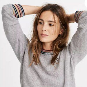 Madewell Rainbow-Trim Cashmere Sweater XS